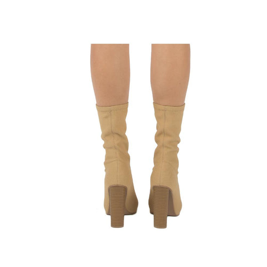 Tan stretch ankle boots