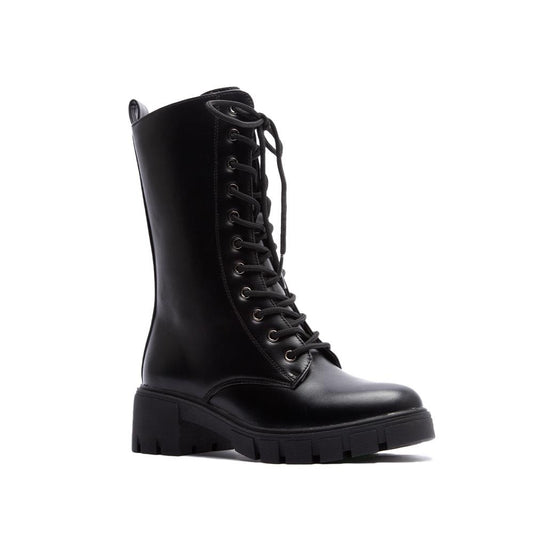 Black lace up combat boots